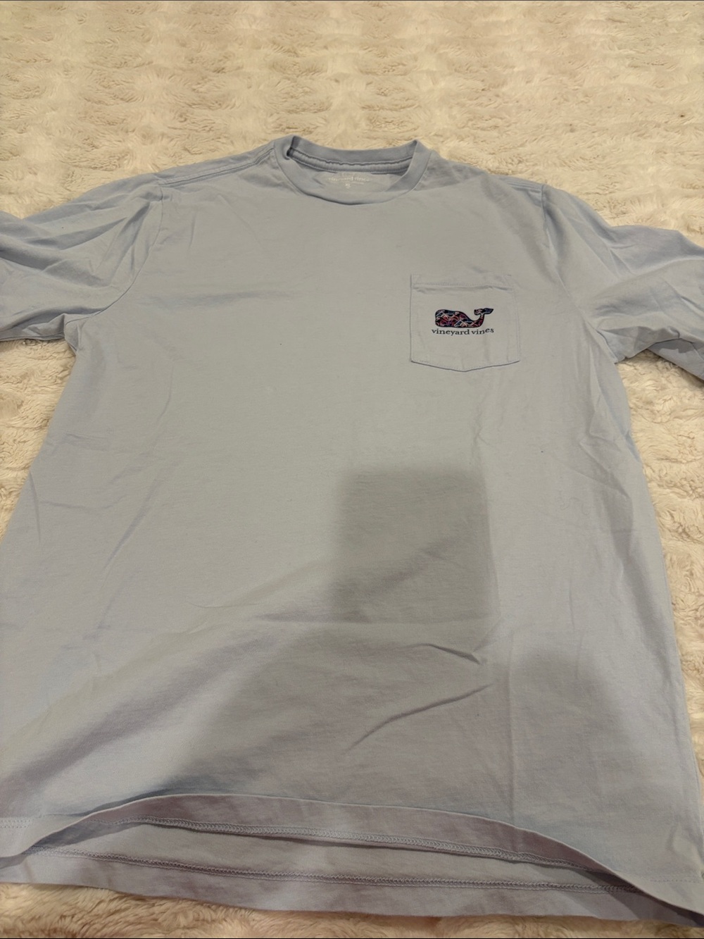 Vineyard Vines Pale Blue Pocket Tee with Whale Logo